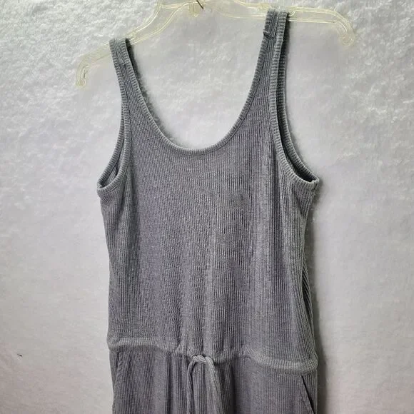 Chaser Cozy Rib Low Back Tank Jumpsuit Grey Size Small
